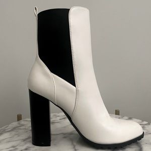 White Faux Leather Booties